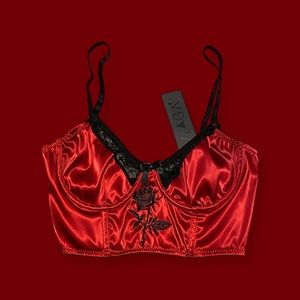 WIDOW RED ROSE SATIN CORSET TOP